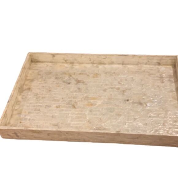 Coastal Glam Capiz Tray – XL Pearl Finish, Handcrafted Shell Inlay - Picture 1 of 6